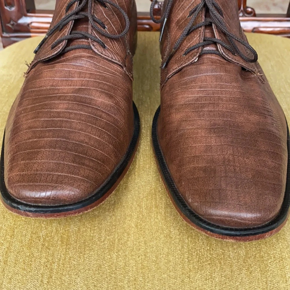 Santini Brown Lizard Skin Leather Oxford Shoes US 9